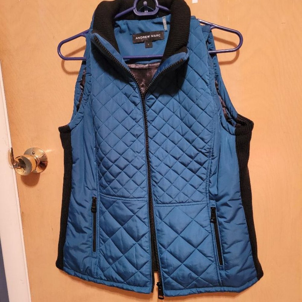 Andrew Marc- Teal and Black Vest